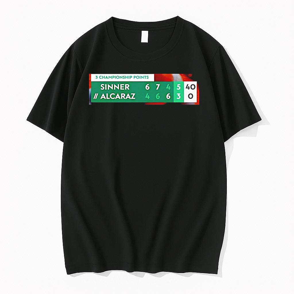 Official Jannik Sinner And Carlos Alcaraz 3 Championship Points 2026 T Shirts