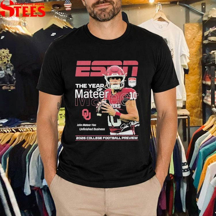 John Mateer Has Unfinished Business ESPN The Year Of Mateer 2026 College Football Preview T-shirts