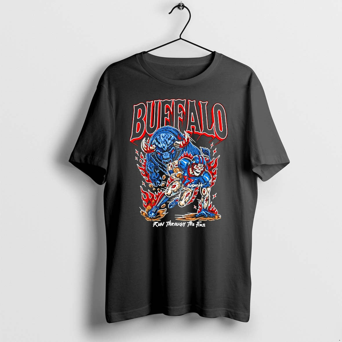Official Josh Allen Buffalo Bills Run Through The Fire Football T Shirts Jpg