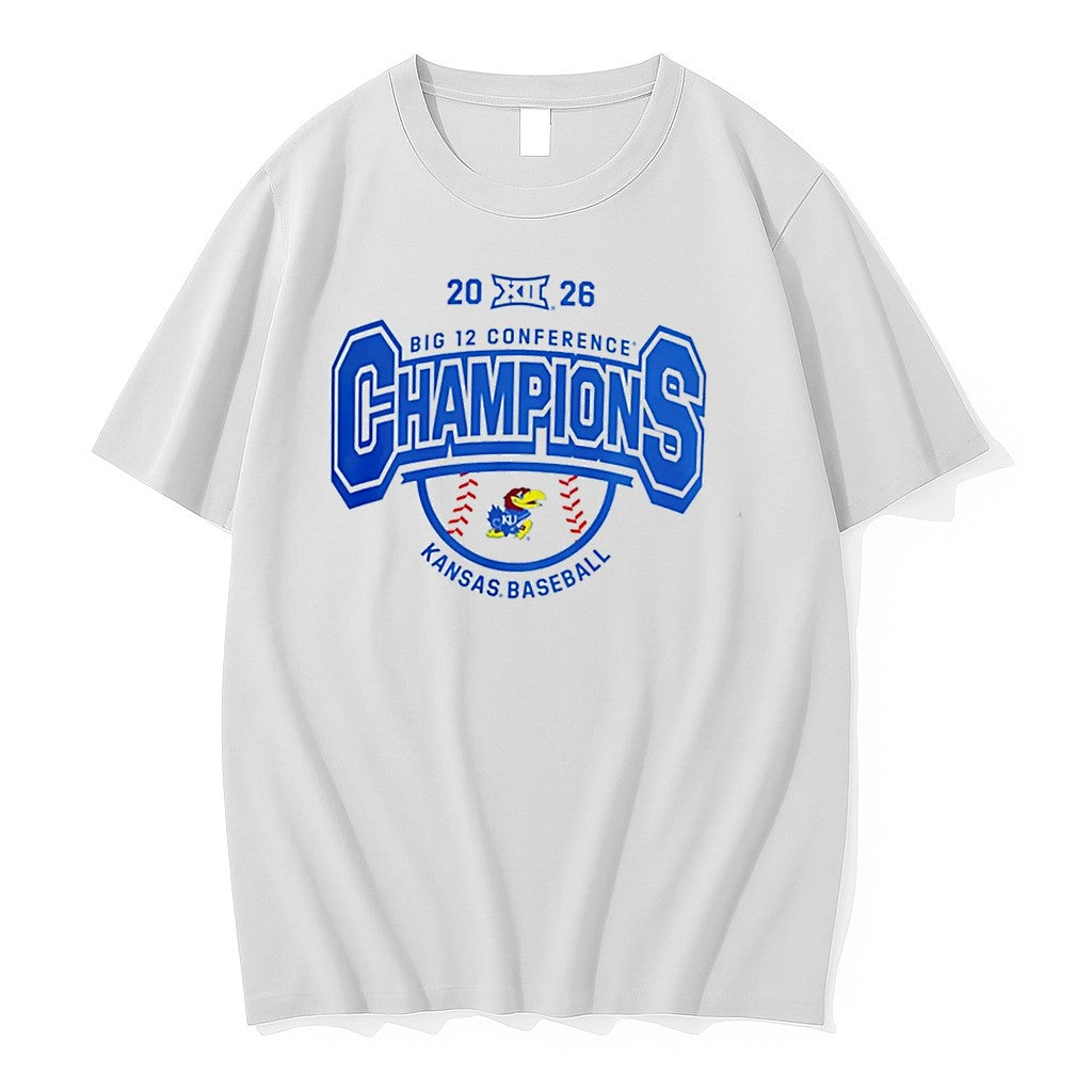 Official Kansas Jayhawks Big 12 Baseball Tournament Champions 26 Logo Tee T Shirts