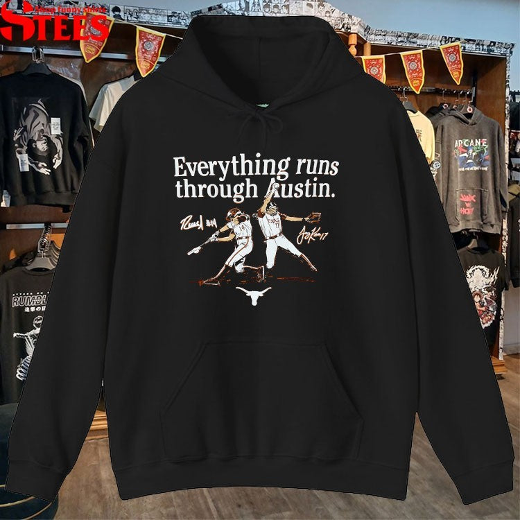 Kyle Russell Texas Longhorns Everything Runs Through Austin T-shirts