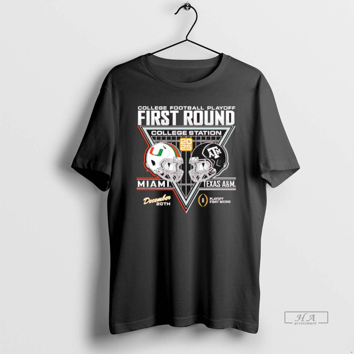 Official Miami Vs Texas Am Cfp 25 26 First Round Helmet T-Shirts, Hoodie, Sweatshirt | PureTeeCo.com