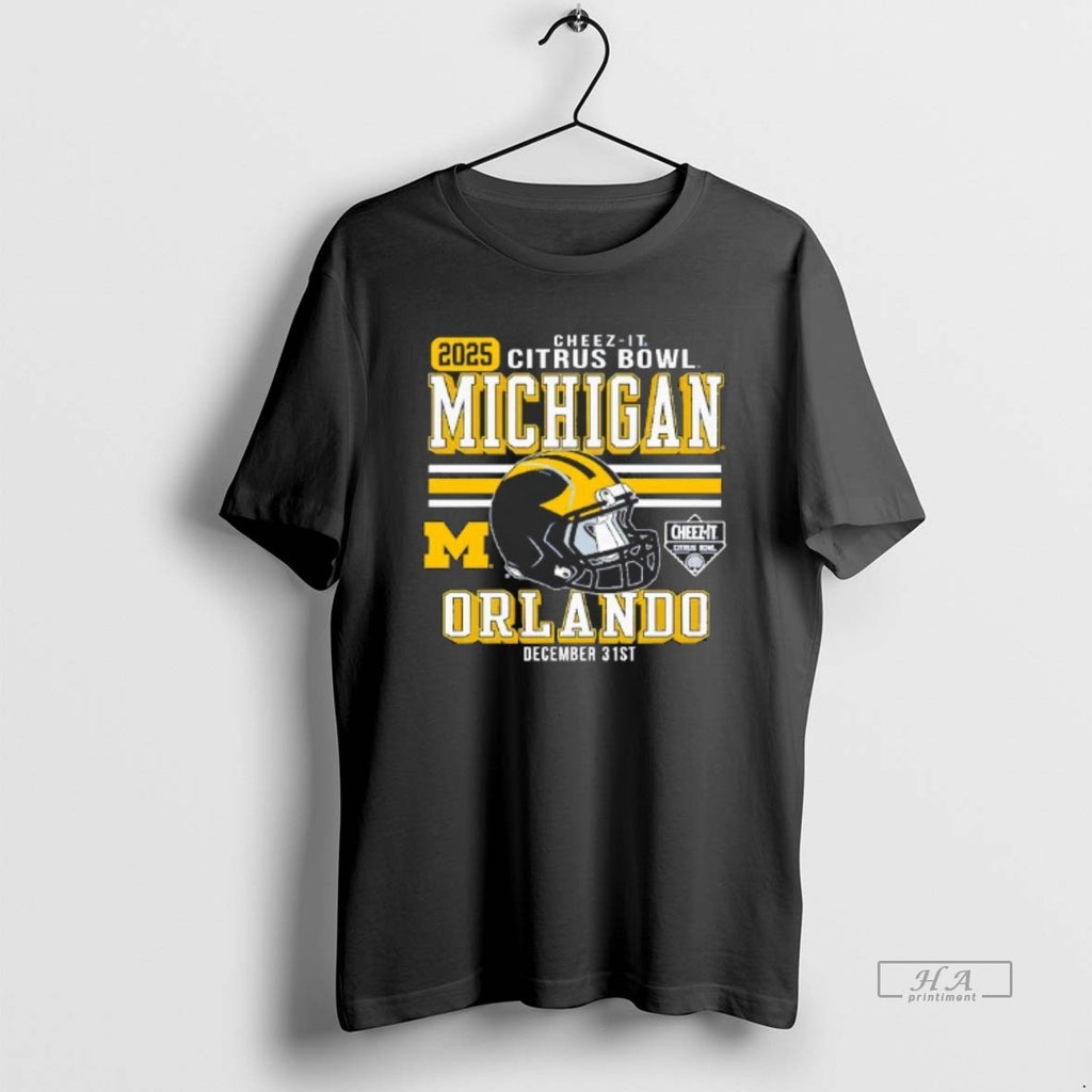 Official Michigan Wolverines 2025 Cheez It Citrus Bowl Orlando Helmet Blackshirt T-Shirts, Hoodie, Sweatshirt | PureTeeCo.com