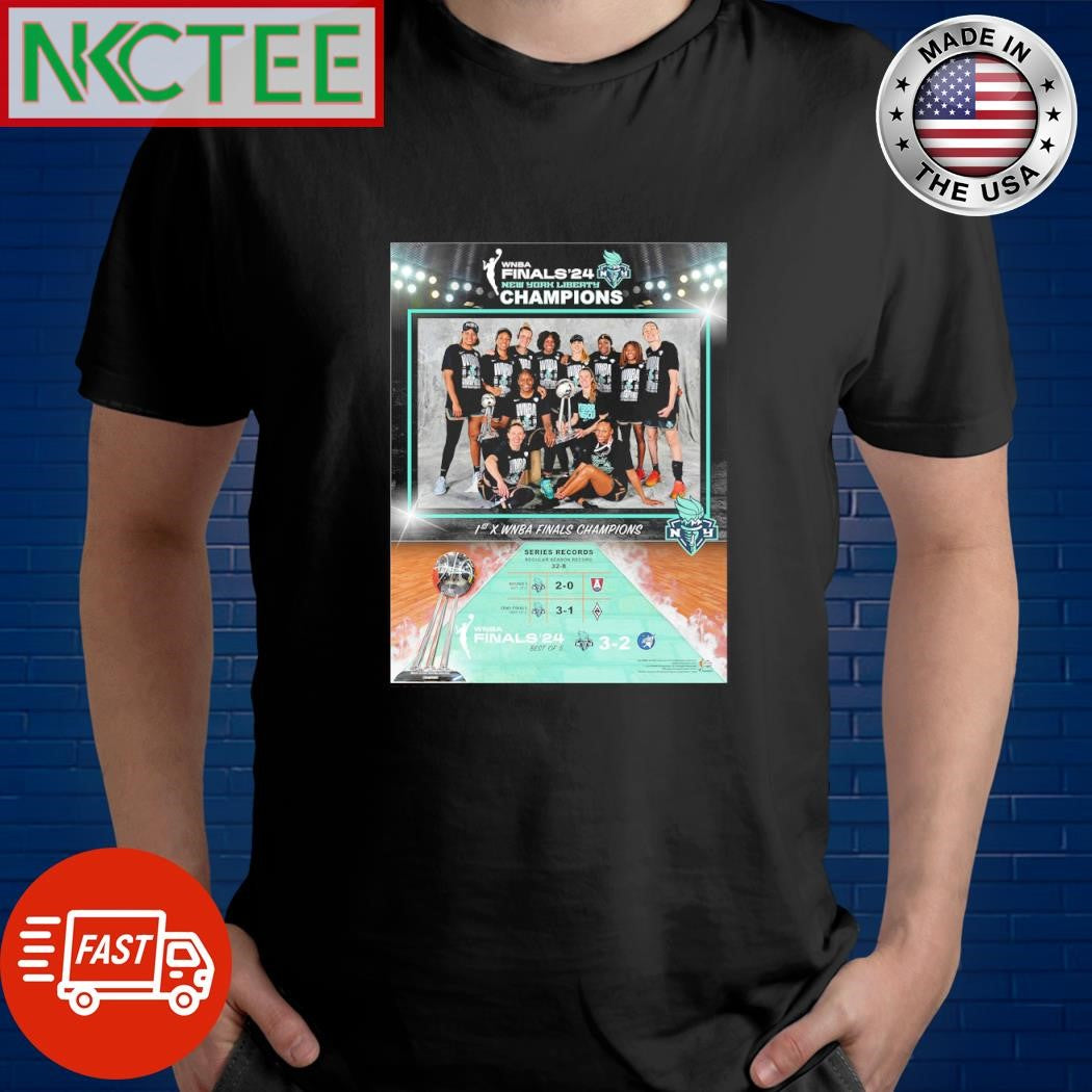 Official New York Liberty authentic 2024 WNBA finals champions photo shirt