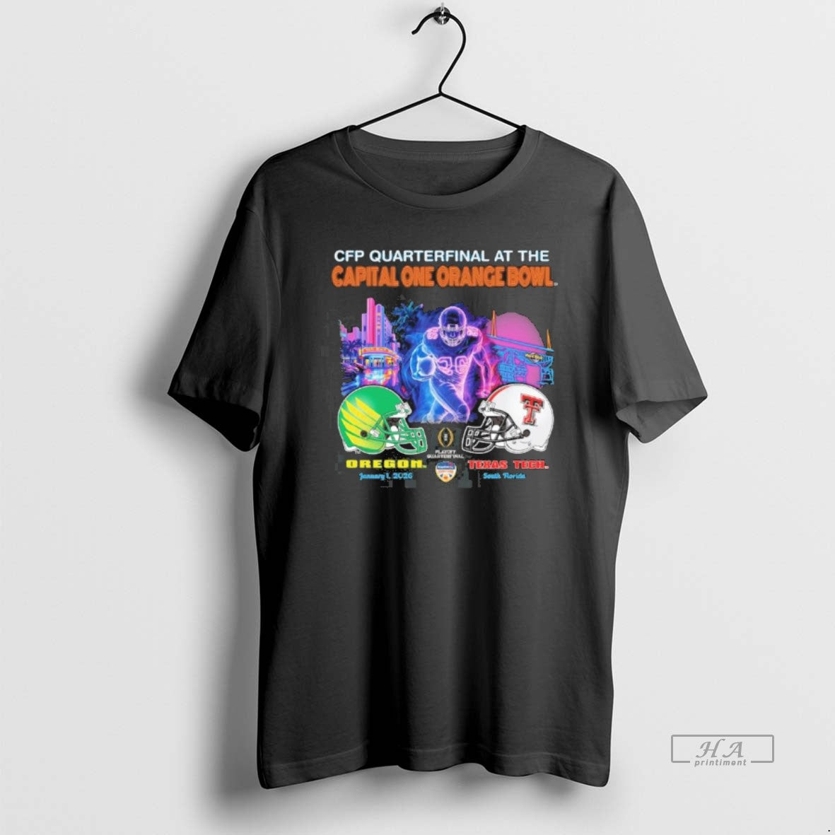 Official Oregon Vs Texas Tech 2026 Cfp Orange Bowl Art Deco Game T-Shirts, Hoodie, Sweatshirt | PureTeeCo.com