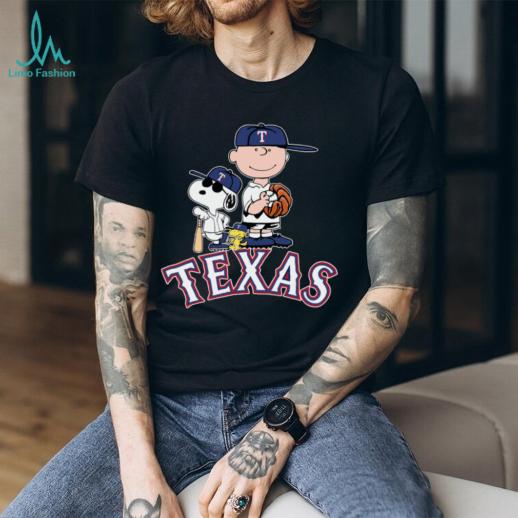Peanuts Movie Characters Texas Rangers Baseball Logo Shirt