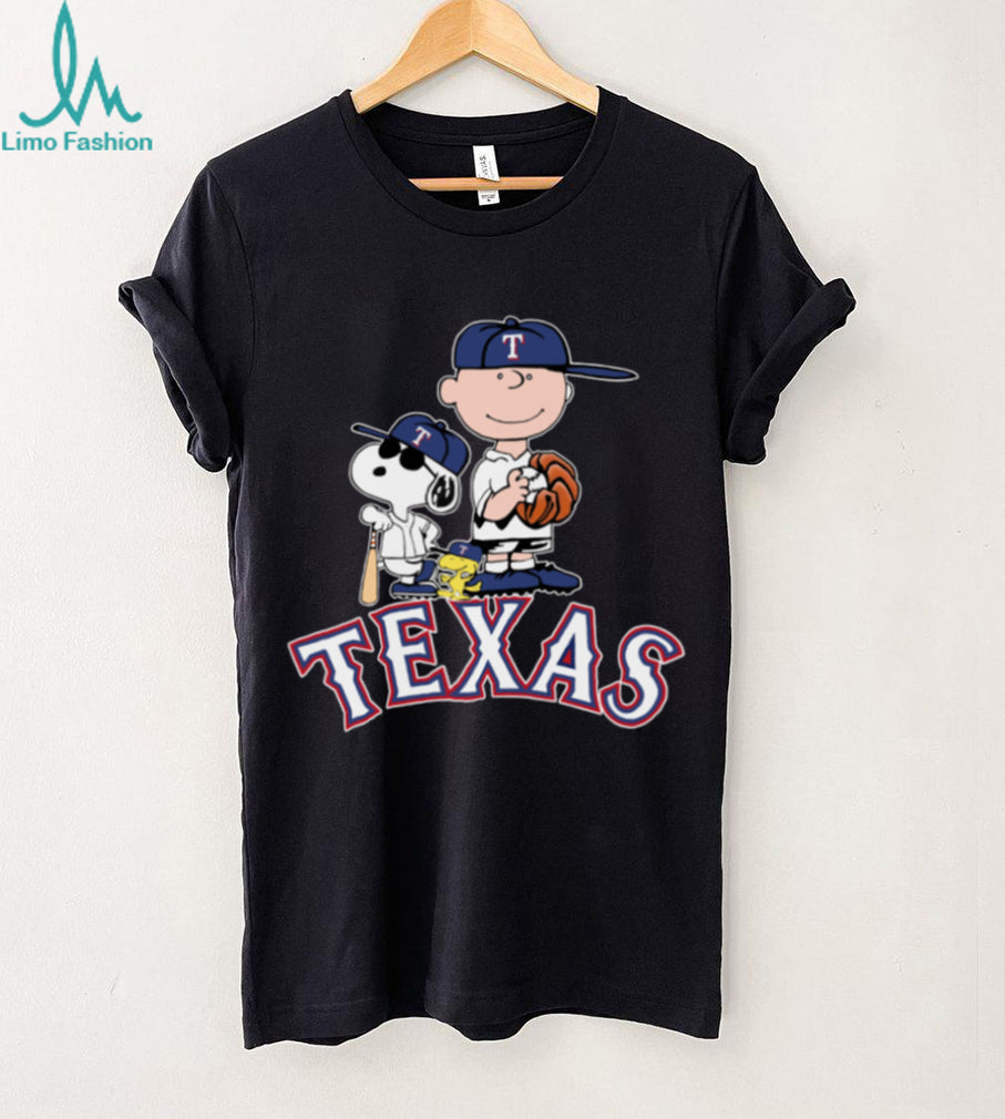 Peanuts Movie Characters Texas Rangers Baseball Logo Shirt
