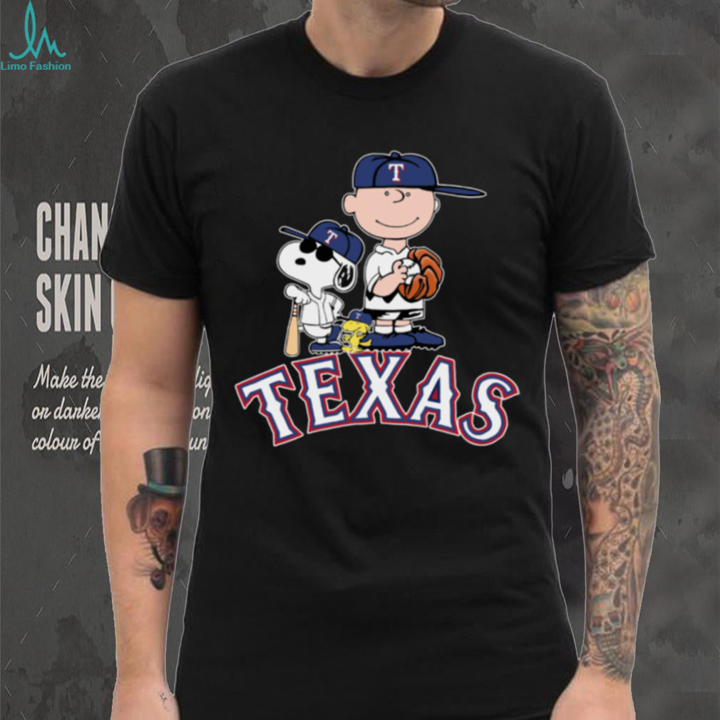 Peanuts Movie Characters Texas Rangers Baseball Logo Shirt