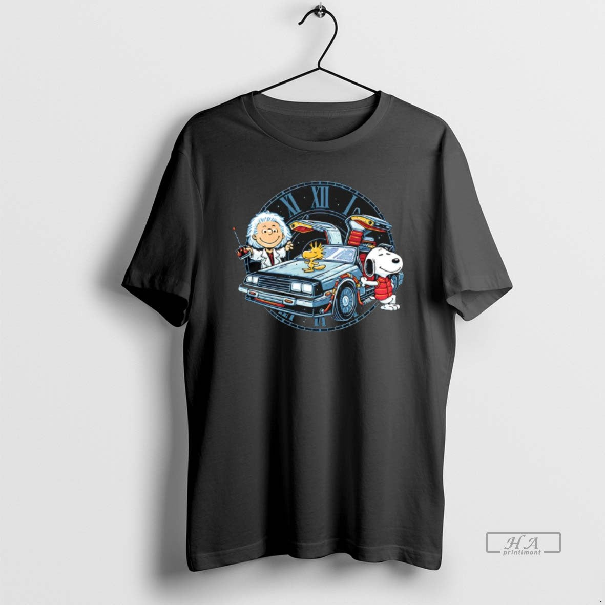 Official Peanuts Characters Back To The Future Time Travel Buddies Graphic T-Shirts, Hoodie, Sweatshirt | PureTeeCo.com