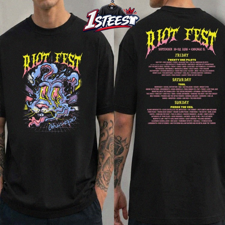 Riot Fest 2026 Chicago Psychedelic Bunny Lineup T-shirts