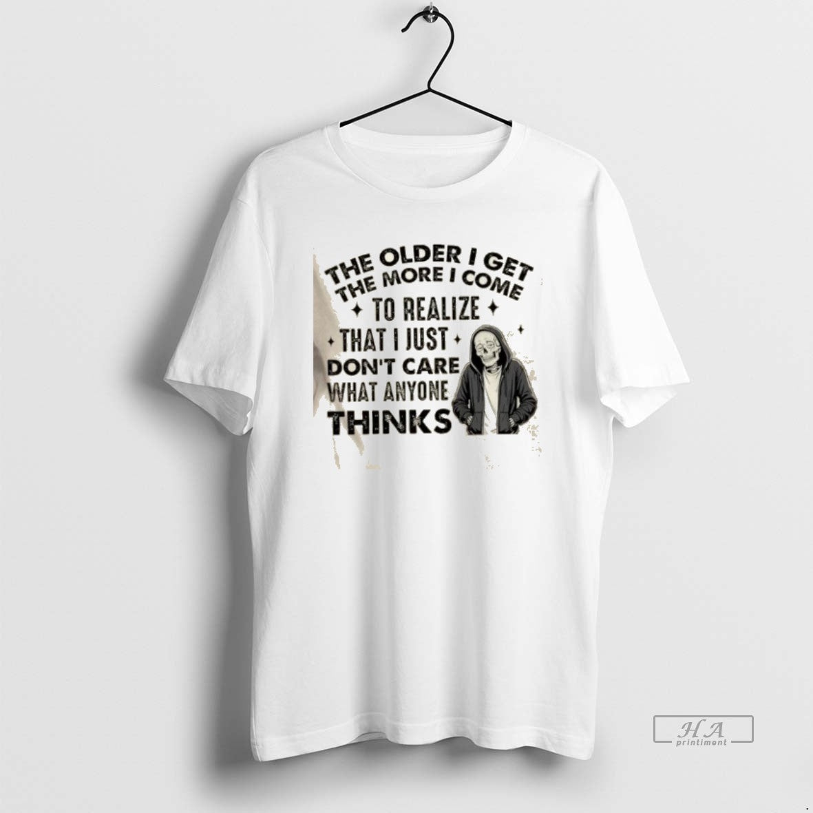 Official Skeleton The Older I Get The More I Realize That I Just Dont Care T-Shirts, Hoodie, Sweatshirt | PureTeeCo.com