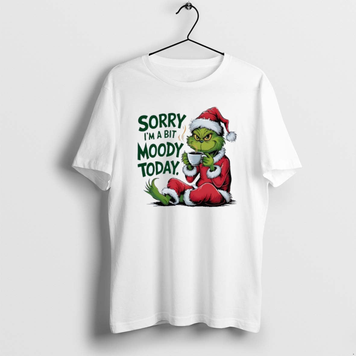 Official Sorry Im A Bit Moody Today Grinch Christmas Mens White T-Shirts, Hoodie, Sweatshirt | PureTeeCo.com