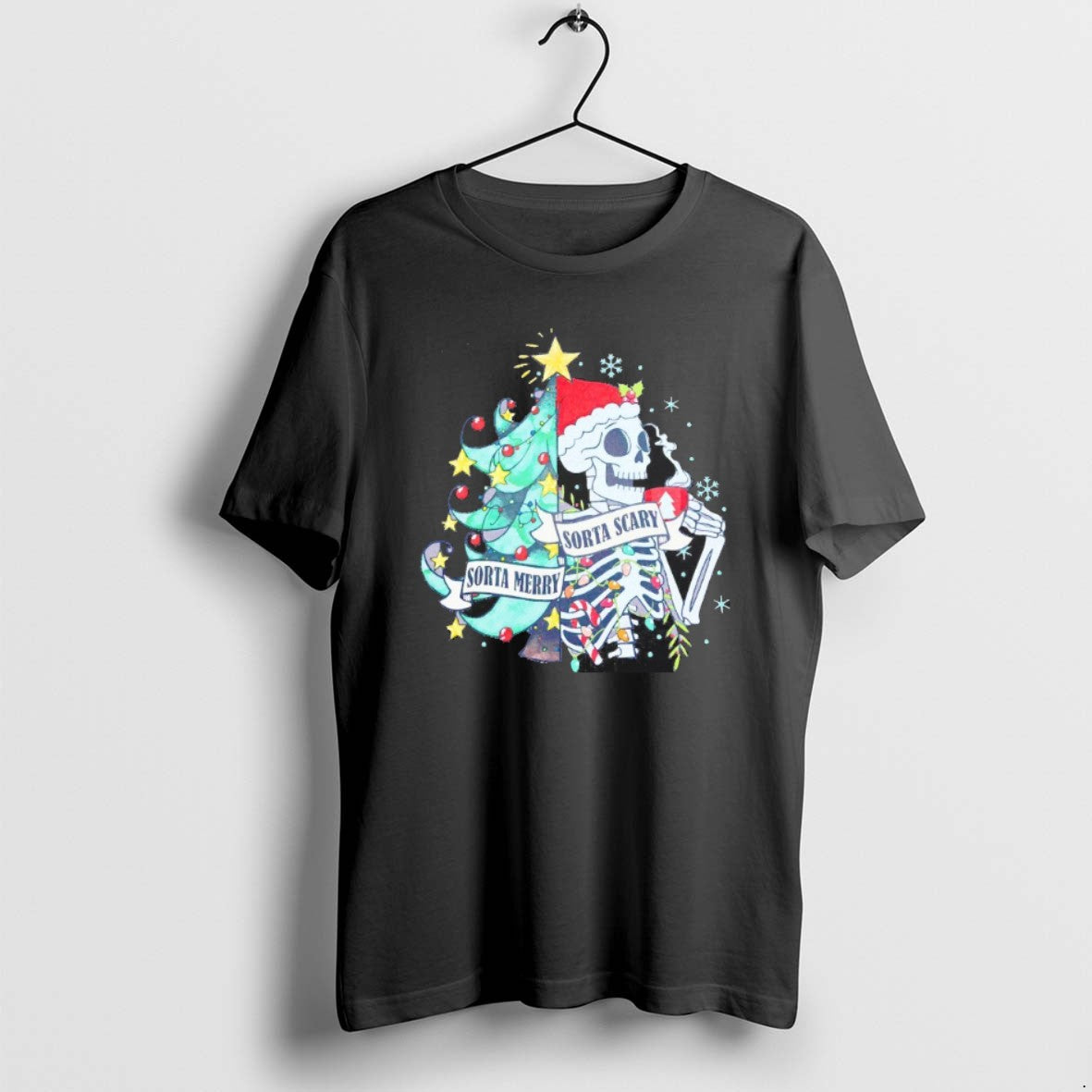 Official Sorta Merry Sorta Scary Skeleton Christmas Blackshirt T-Shirts, Hoodie, Sweatshirt | PureTeeCo.com