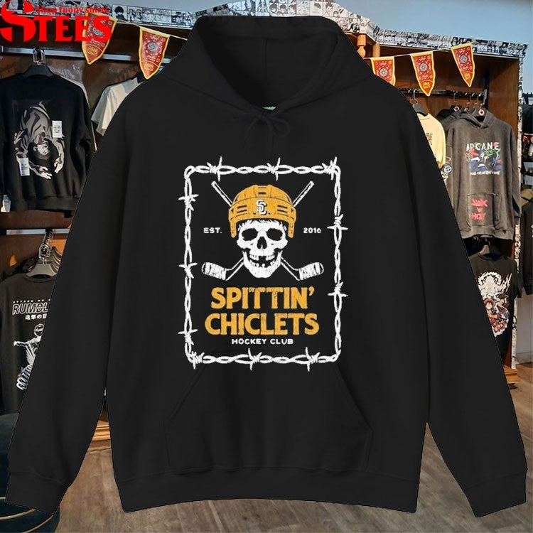 Spittin Chiclets Hockey Club Est 2016 Skull T-Shirt
