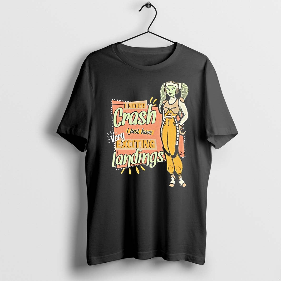 Official Star Wars I Never Crash Exciting Landings Retro T Shirts Jpg