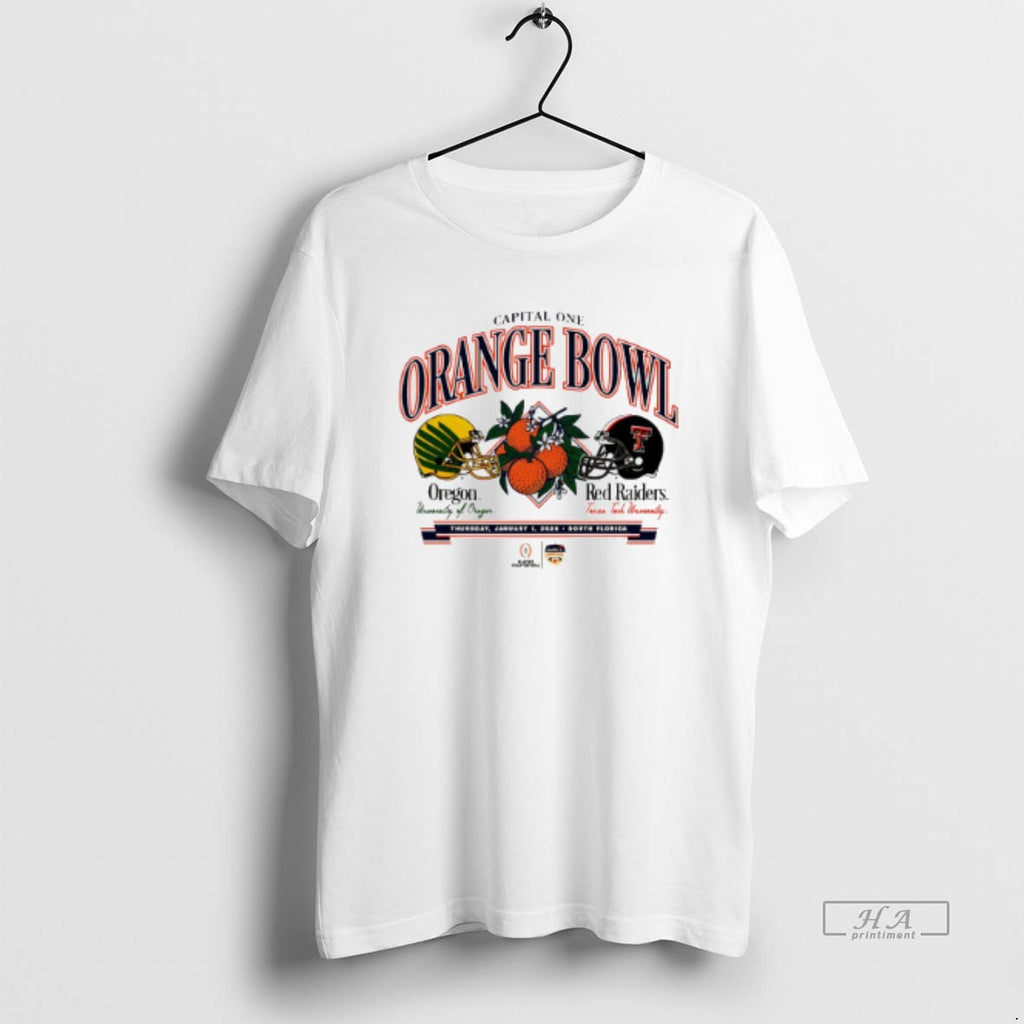 Official Texas Tech Vs Oregon 2026 Orange Bowl Head To Head T-Shirts, Hoodie, Sweatshirt | PureTeeCo.com
