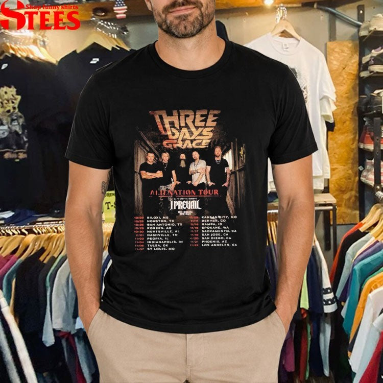 Three Days Grace Alienation Tour 2026 With Special Guest I Prevail And The Funeral Portrait T-Shirts