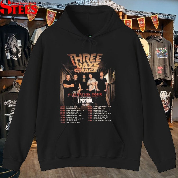 Three Days Grace Alienation Tour 2026 With Special Guest I Prevail And The Funeral Portrait T-Shirts