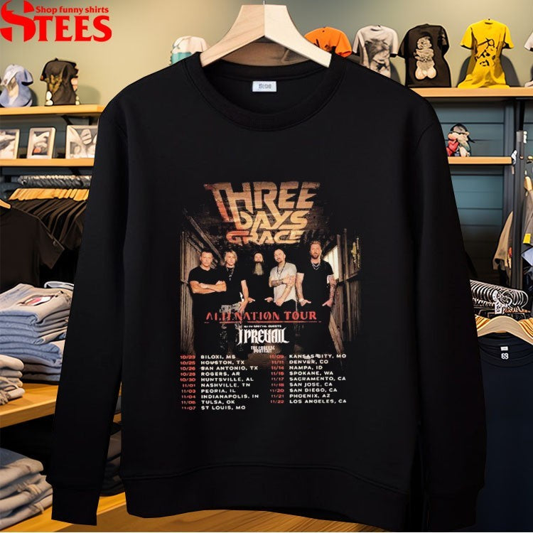 Three Days Grace Alienation Tour 2026 With Special Guest I Prevail And The Funeral Portrait T-Shirts
