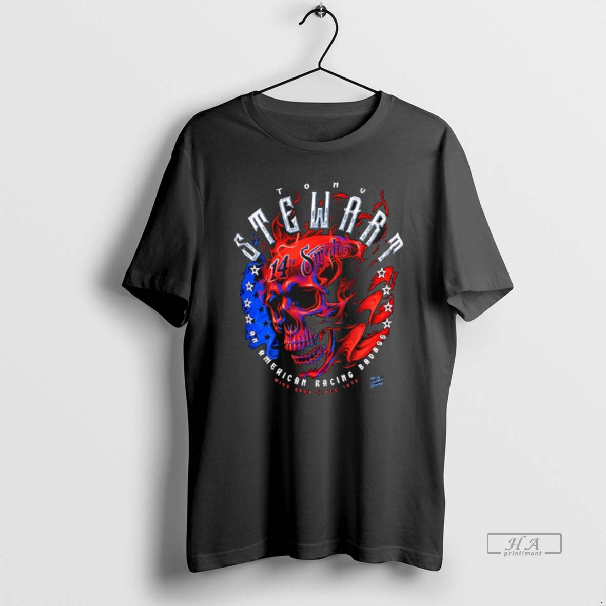 Official Tony Stewart Americana 14th Smoke Skull Graphic T-Shirts, Hoodie, Sweatshirt | PureTeeCo.com