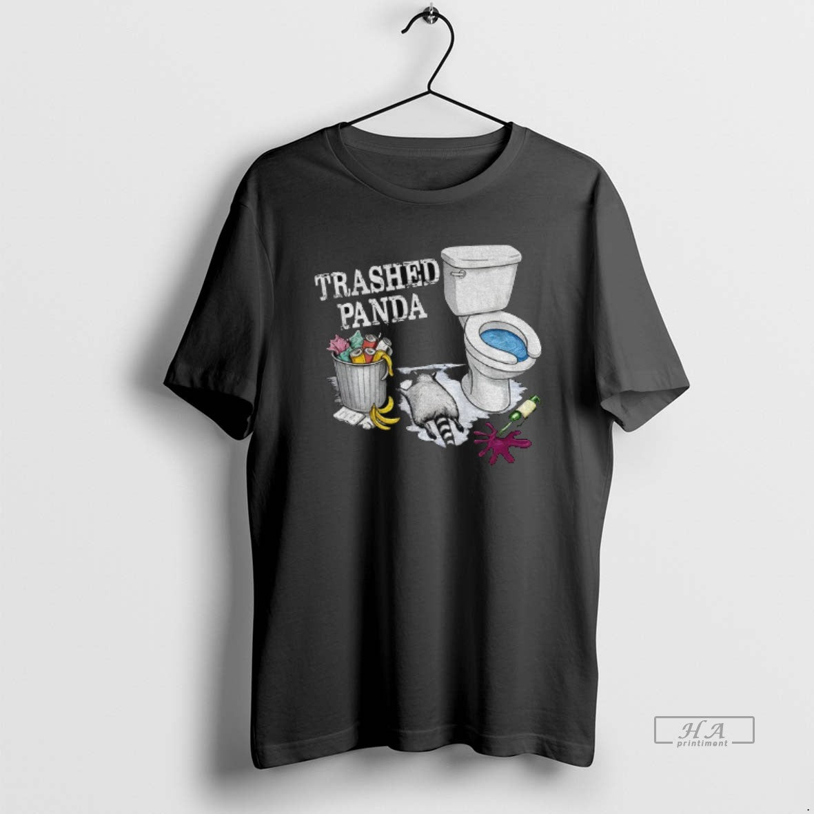 Official Trashed Panda Funny Drunk Raccoon Party Animal Joke Graphic T-Shirts, Hoodie, Sweatshirt | PureTeeCo.com