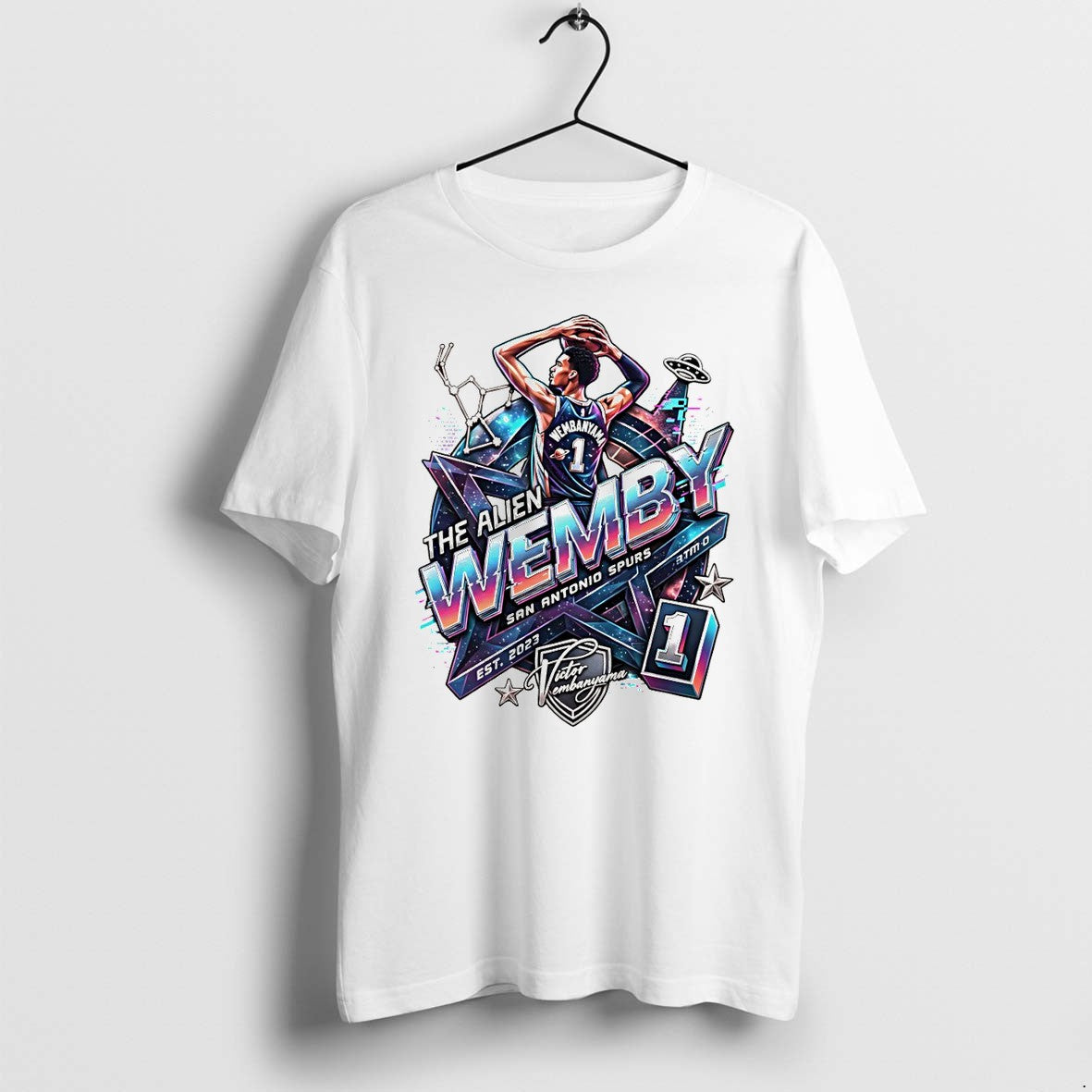 Official Victor Wembanyama The Alien Wemby San Antonio Spurs Basketball Player Ufo T Shirts
