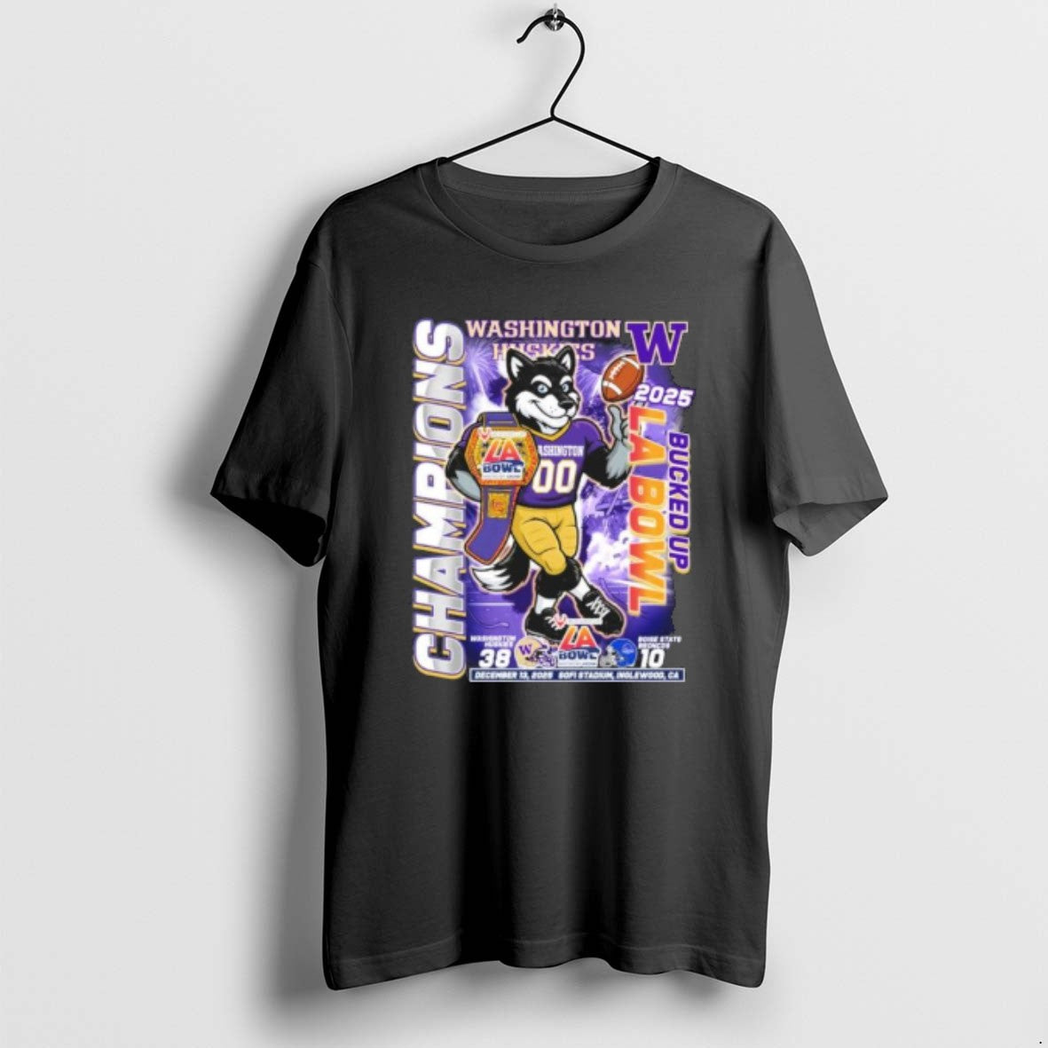 Official Washington Huskies Mascot 2025 Bucked Up La Bowl Champions Score T-Shirts, Hoodie, Sweatshirt | PureTeeCo.com