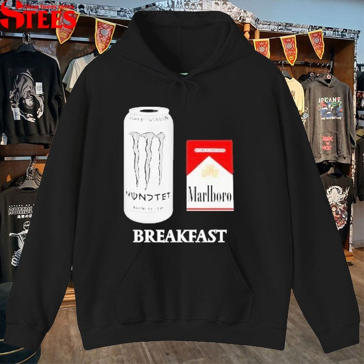 White Monster Marlboro Red Cigarette Breakfast T-shirt