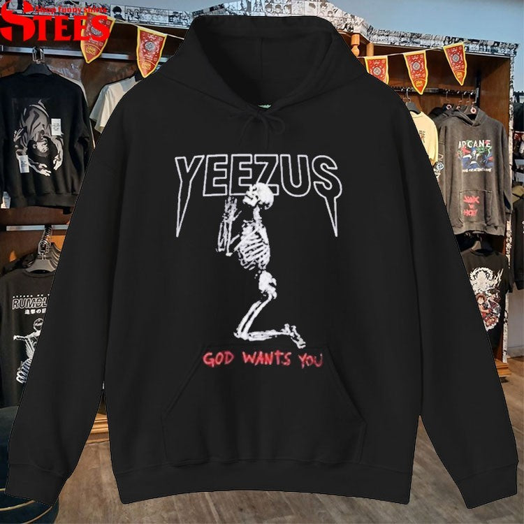 Yeezus God Wants You Praying Skeleton T-Shirt