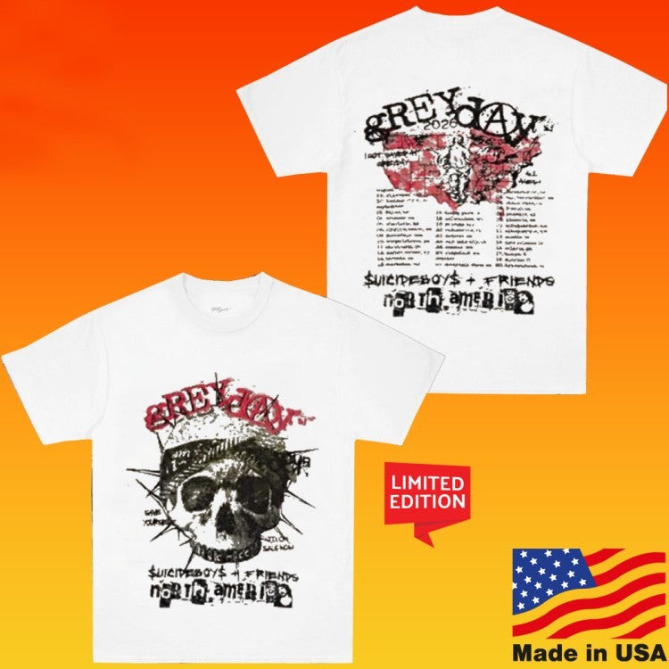 $uicideboy$ Greyday 2026 Tour Skull Tie Dye T-Shirts