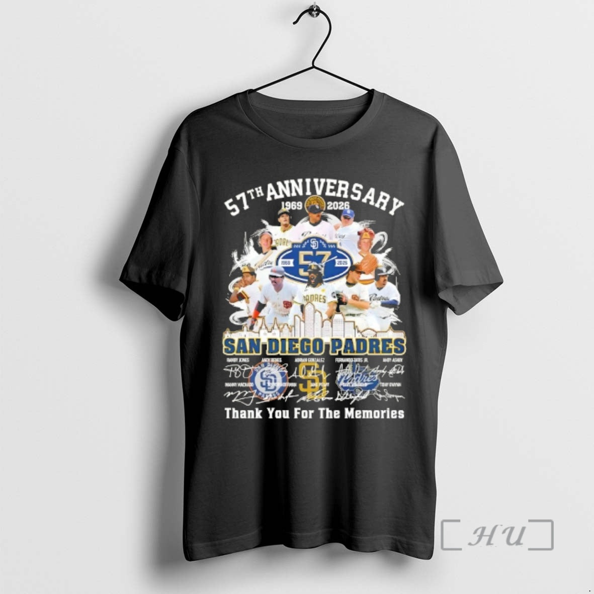 Officials 57th Anniversary 1969 2026 San Diego Padres Randy Jones And Legends Skyline Signatures Premium T-Shirts,...