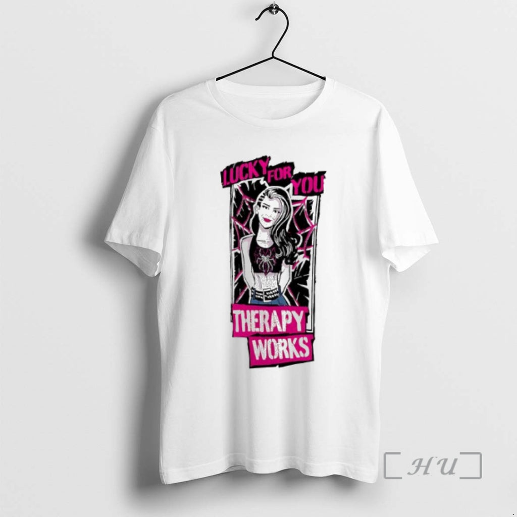 Officials Aj Lee Therapy Works Lucky For You Graphic T-Shirts, Hoodie, Sweatshirt | PureTeeCo.com