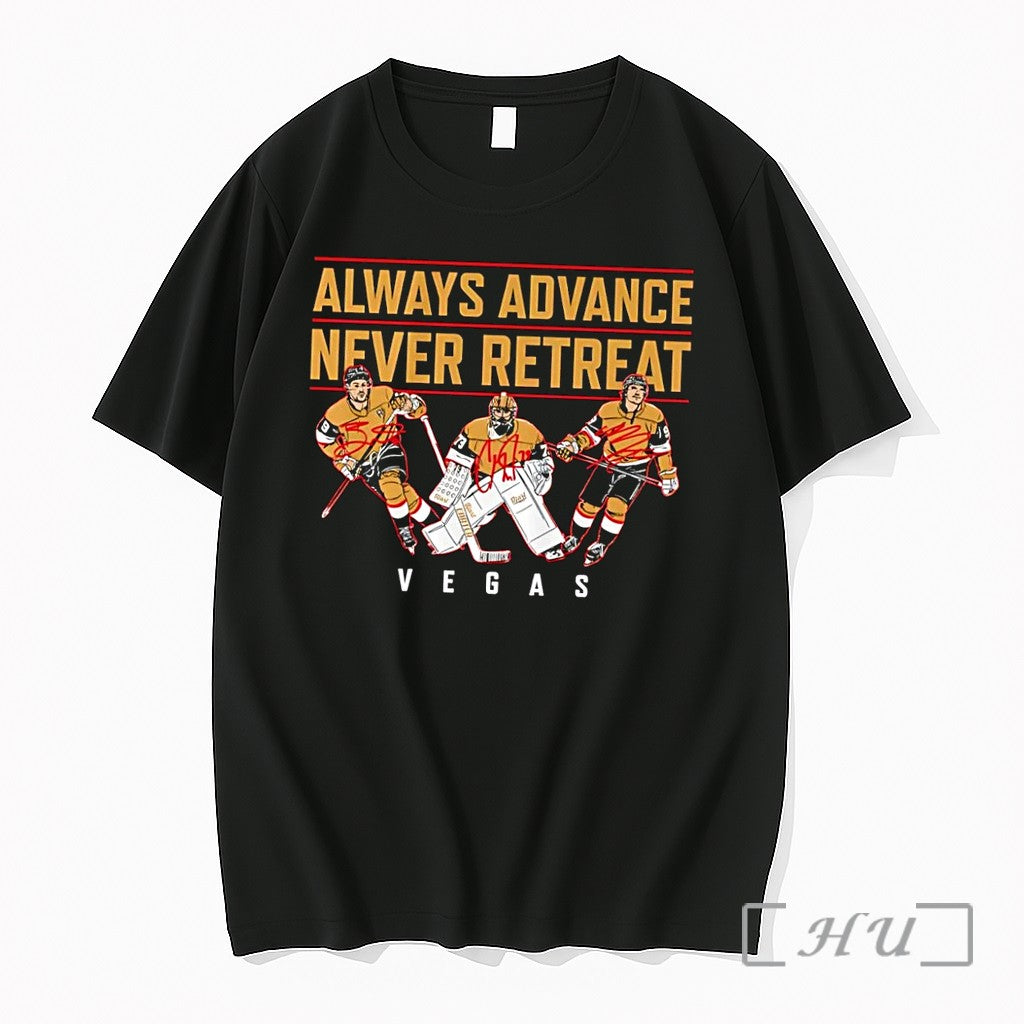 Officials Always Advance Never Retreat Vegas Golden Knights 2023 Stanley Cup Black Premium T Shirts