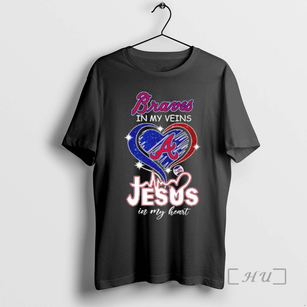 Officials Atlanta Braves Baseball In My Veins Jesus In My Glitter Heart Premium T Shirts Hoodie, Sweatshirt | PureTeeCo.com