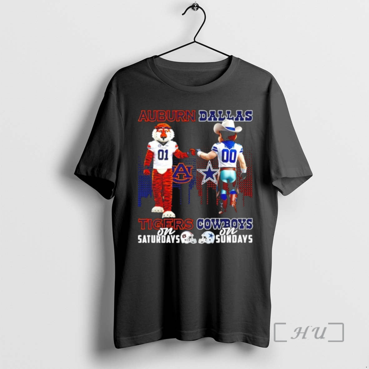 Officials Auburn Tigers On Saturdays Vs Dallas Cowboys On Sundays Mascot Skyline Premium T Shirts Hoodie, Sweatshirt