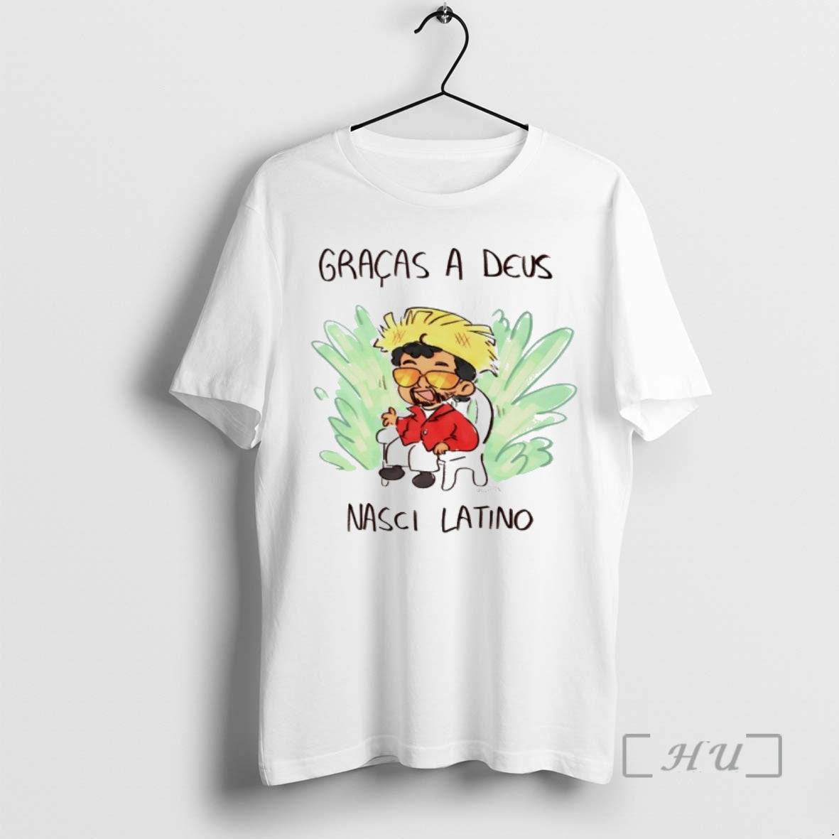 Officials Bad Bunny Gracas A Deus Nasci Latino Art T-Shirts, Hoodie, Sweatshirt | PureTeeCo.com