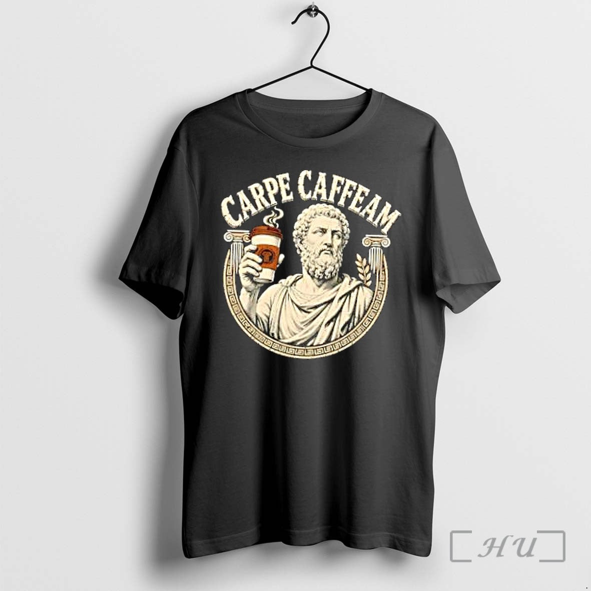 Officials Carpe Caffeam Ancient Philosopher Coffee Cup Greek Column
