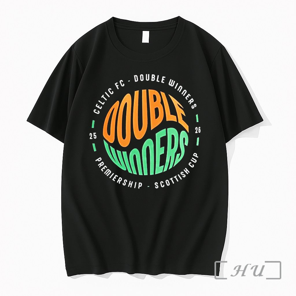 Officials Celtic F C Double Winners 2025 2026 Premiership Scottish Cup 1 Premium T Shirts