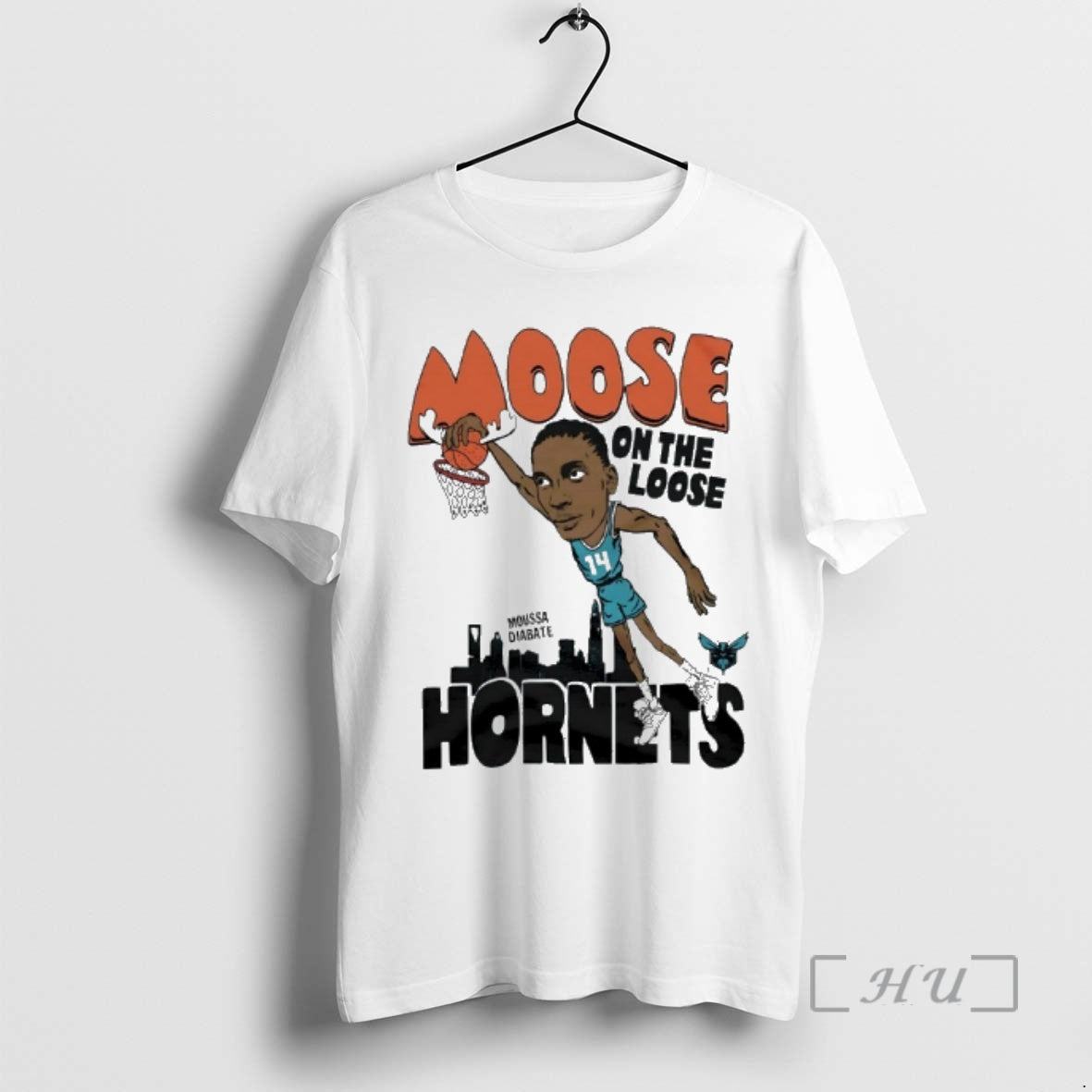 Officials Charlotte Hornets Moussa Diabate Moose On The Loose T-Shirts, Hoodie, Sweatshirt | PureTeeCo.com