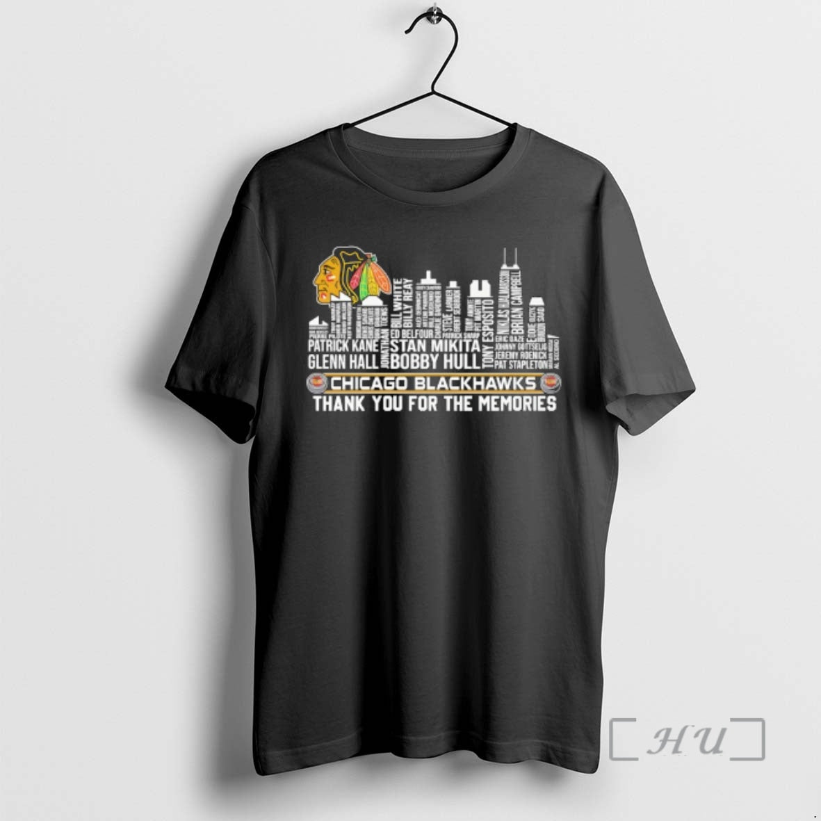 Officials Chicago Blackhawks Name Players City Skyline Shape Thank You For The Memories Premium T-Shirts, Hoodie, Sweatshirt