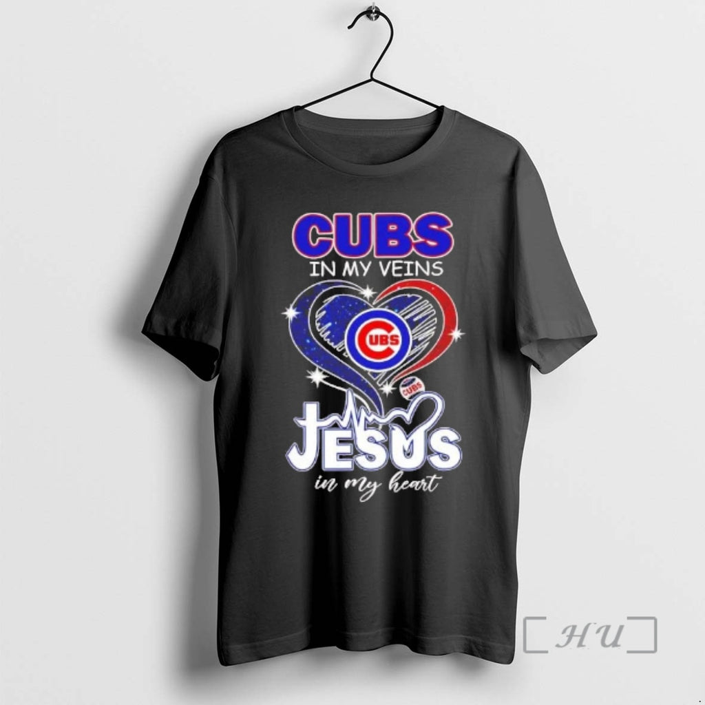Officials Chicago Cubs In My Veins Jesus In My Heart T-Shirts, Hoodie, Sweatshirt | PureTeeCo.com