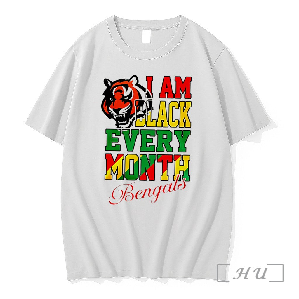 Officials Cincinnati Bengals I Am Black Every Month Juneteenth Logo Tee Premium T Shirts Sweater