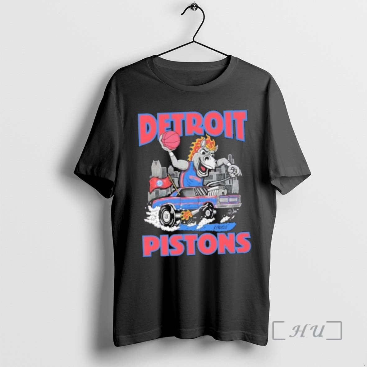 Officials Detroit Pistons Basketball Mascot Cartoon Hooper T-Shirts, Hoodie, Sweatshirt | PureTeeCo.com