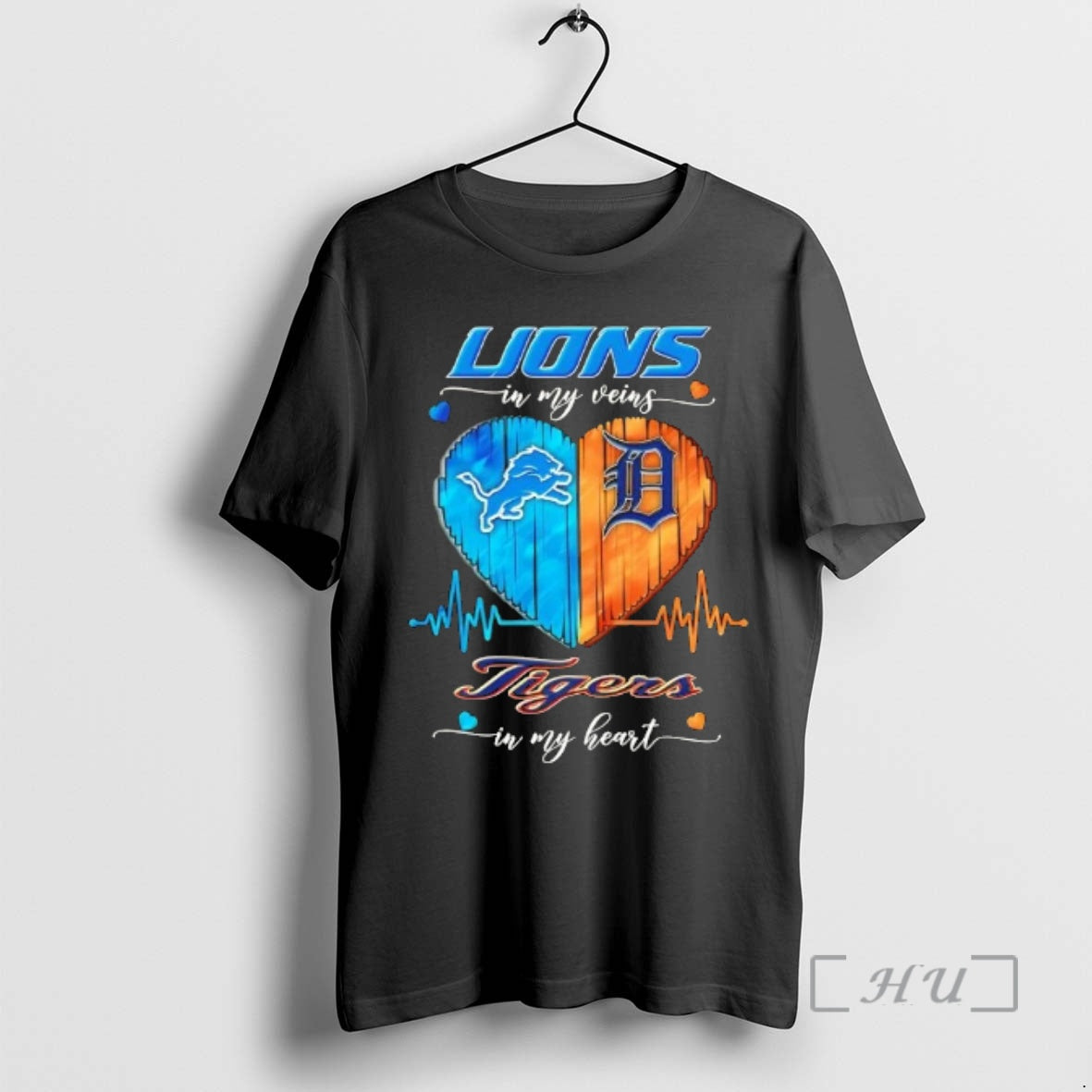 Officials Detroit Sports Lions In My Veins Tigers In My Heart Premium T Shirts Sweater Hoodie, Sweatshirt | PureTeeCo.com