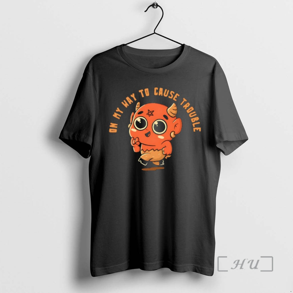 Officials Devil On My Way To Cause Trouble Cartoon T-Shirts, Hoodie, Sweatshirt | PureTeeCo.com