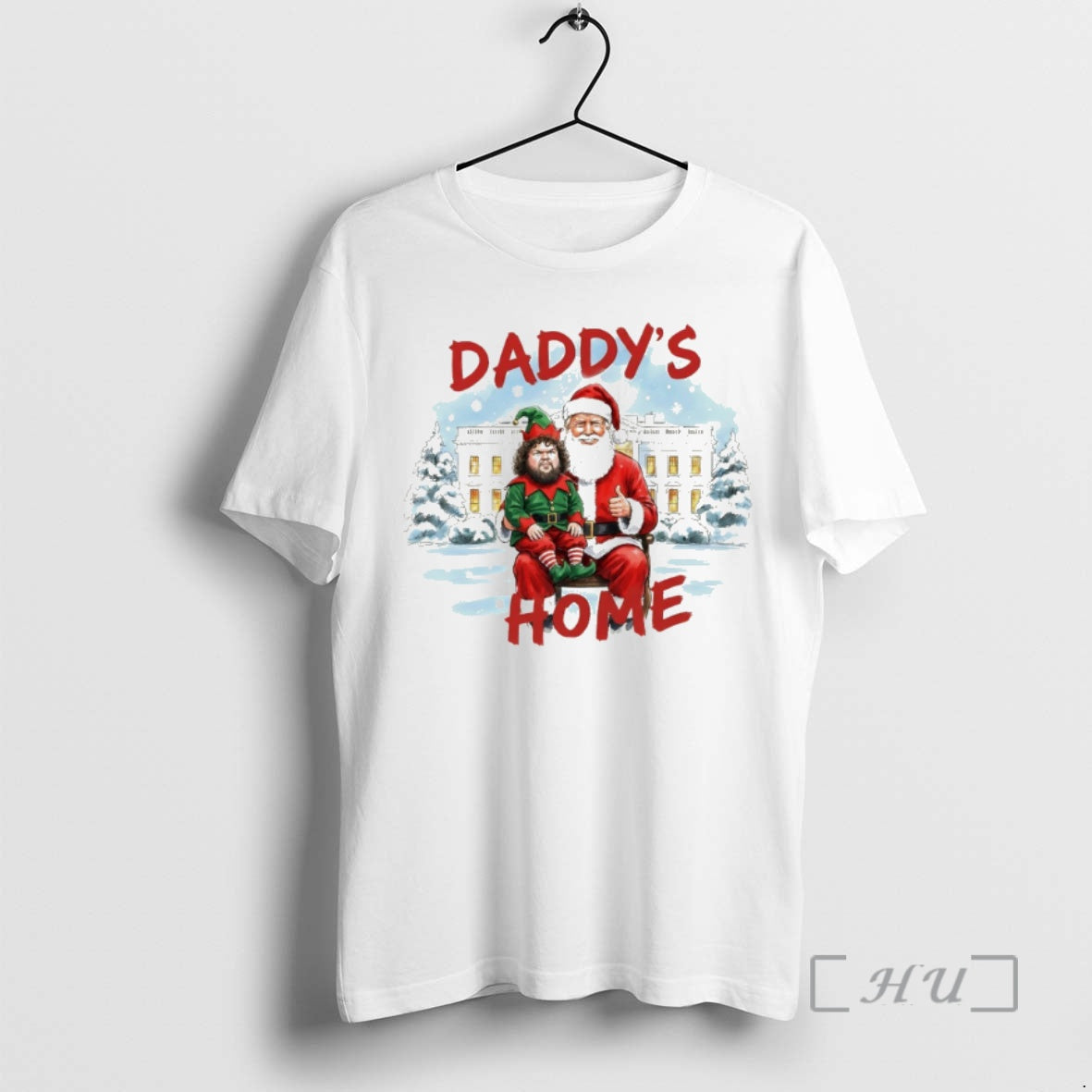 Officials Donald Trump Santa Hat Jd Vance Elf Daddys Home Merry Christmas Premium T Shirts Hoodie, Sweatshirt | PureTeeCo.com