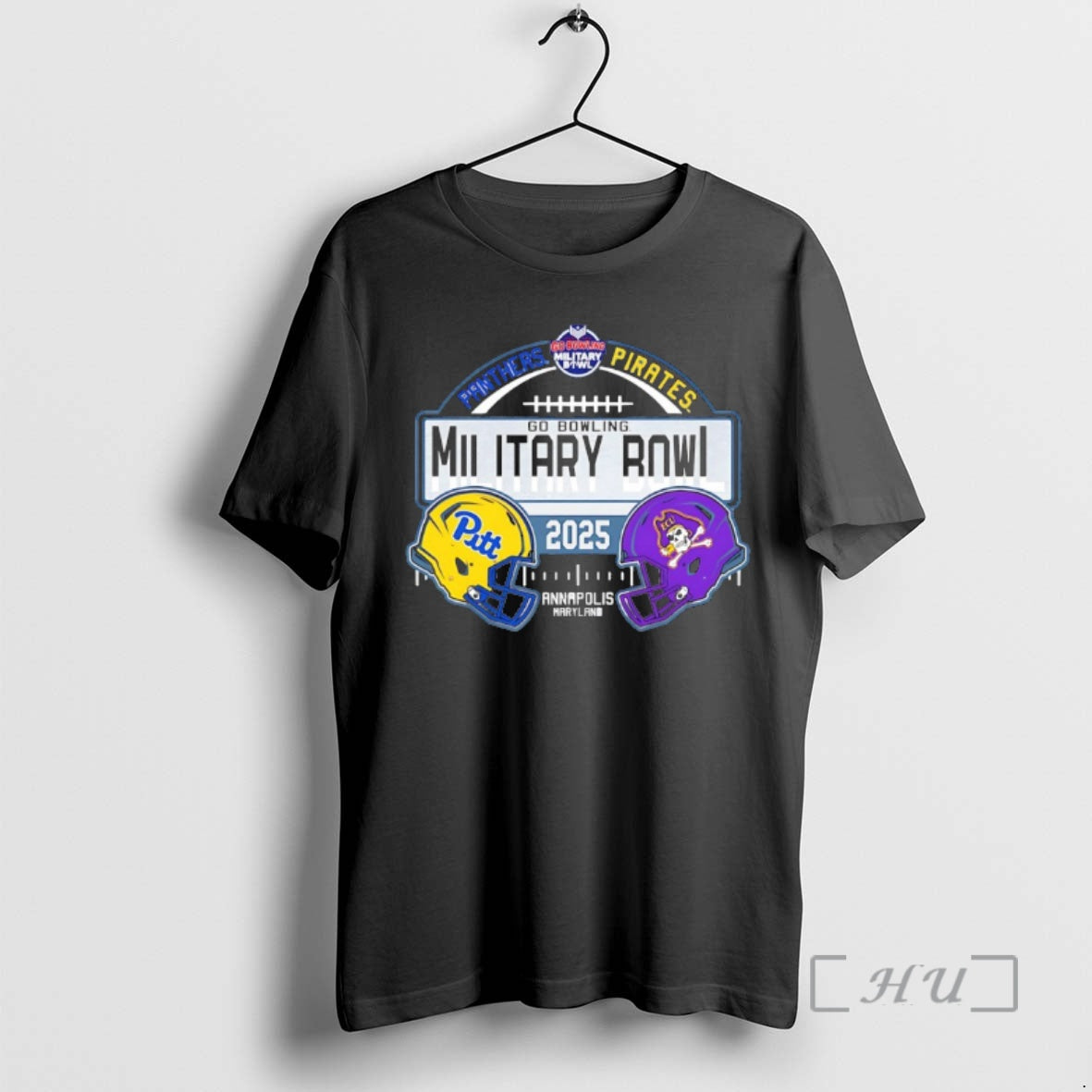 Officials East Carolina Pirates Vs Pitt 2025 Go Bowling Military Bowl Helmets Premium T Shirts Hoodie, Sweatshirt