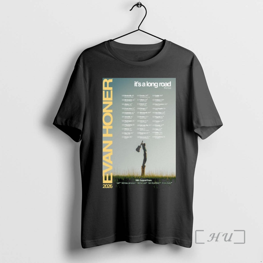 Officials Evan Honer 2026 Its A Long Road Tour T-Shirts, Hoodie, Sweatshirt | PureTeeCo.com