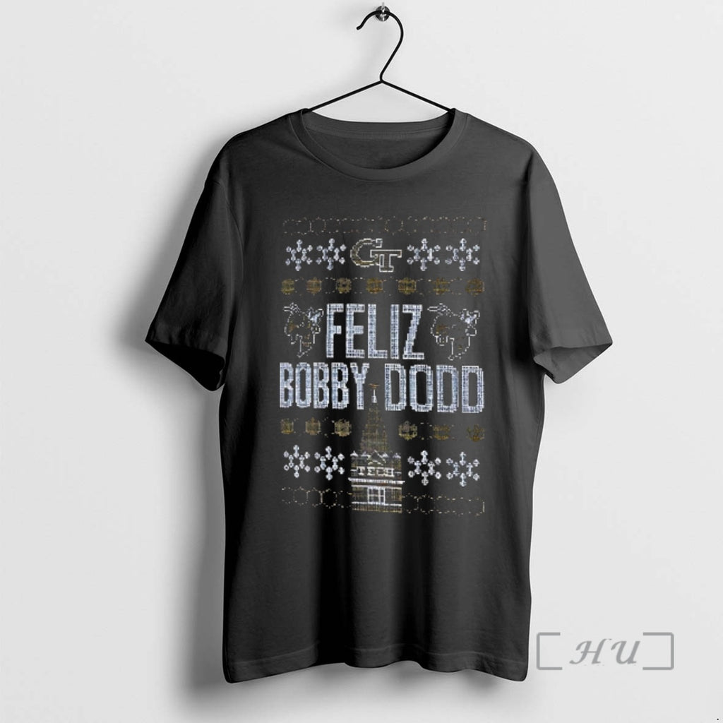 Officials Feliz Bobby Dodd Georgia Tech Yellow Jackets Ugly Christmas T-Shirts, Hoodie, Sweatshirt | PureTeeCo.com