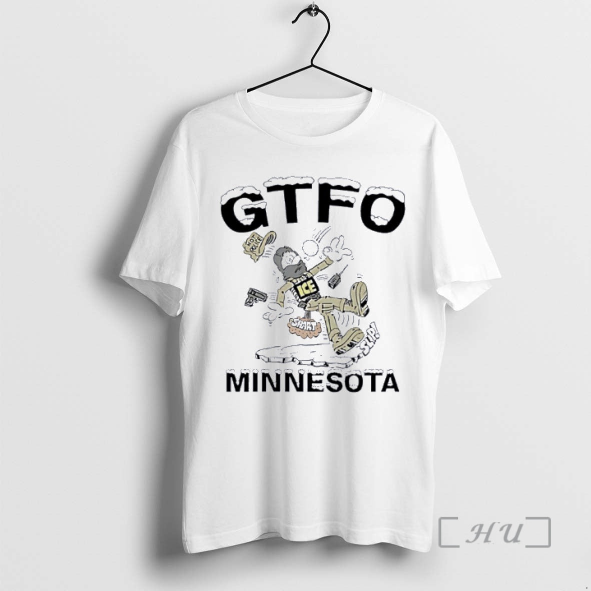 Officials Gtfo Minnesota Not Police Ice Caricature T-Shirts, Hoodie, Sweatshirt | PureTeeCo.com